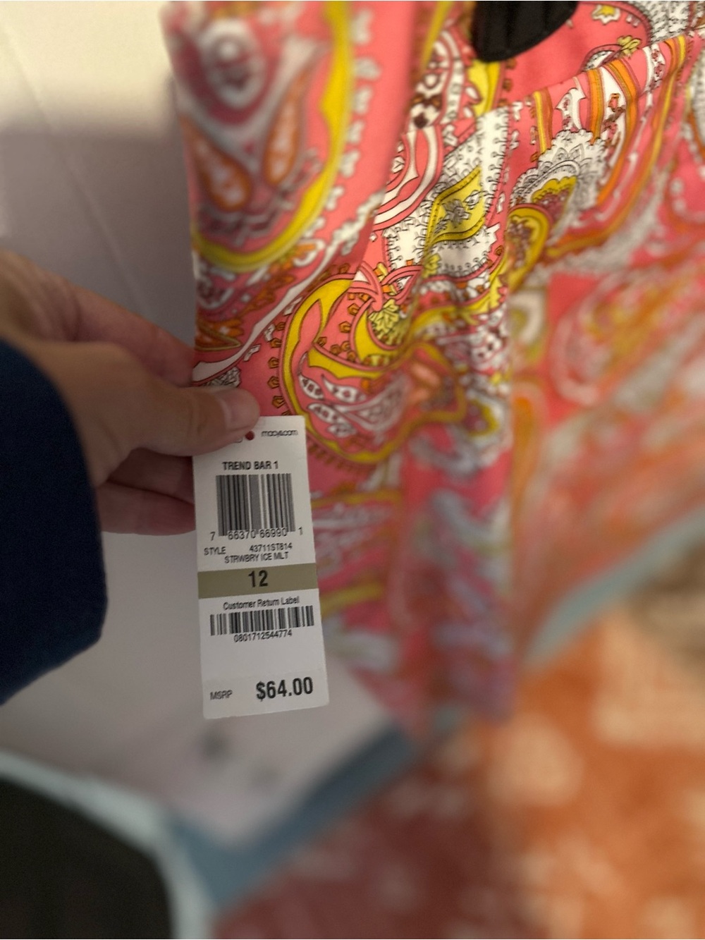 NWT CHARTER CLUB Coral Pink Paisley Pencil Skirt, Lined, Small Slit in Back - Picture 10 of 10